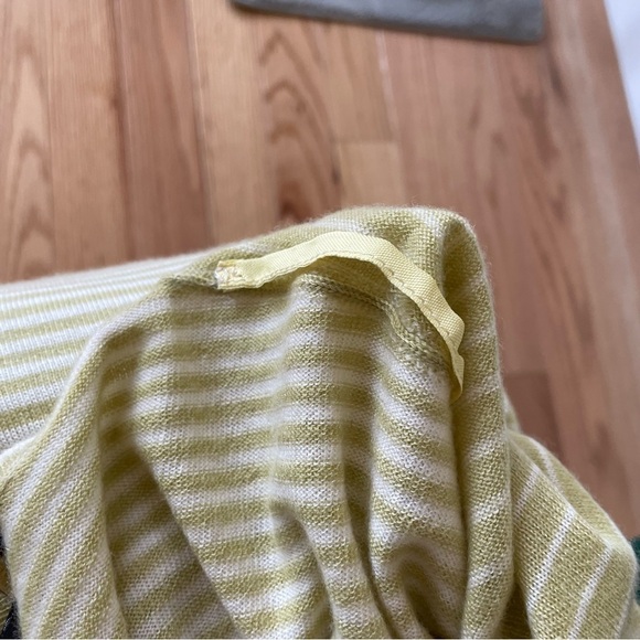 Loro Piana Chartreuse White Cashmere Striped Short Sleeve Crewneck T-Shirt EUC S - Picture 11 of 12